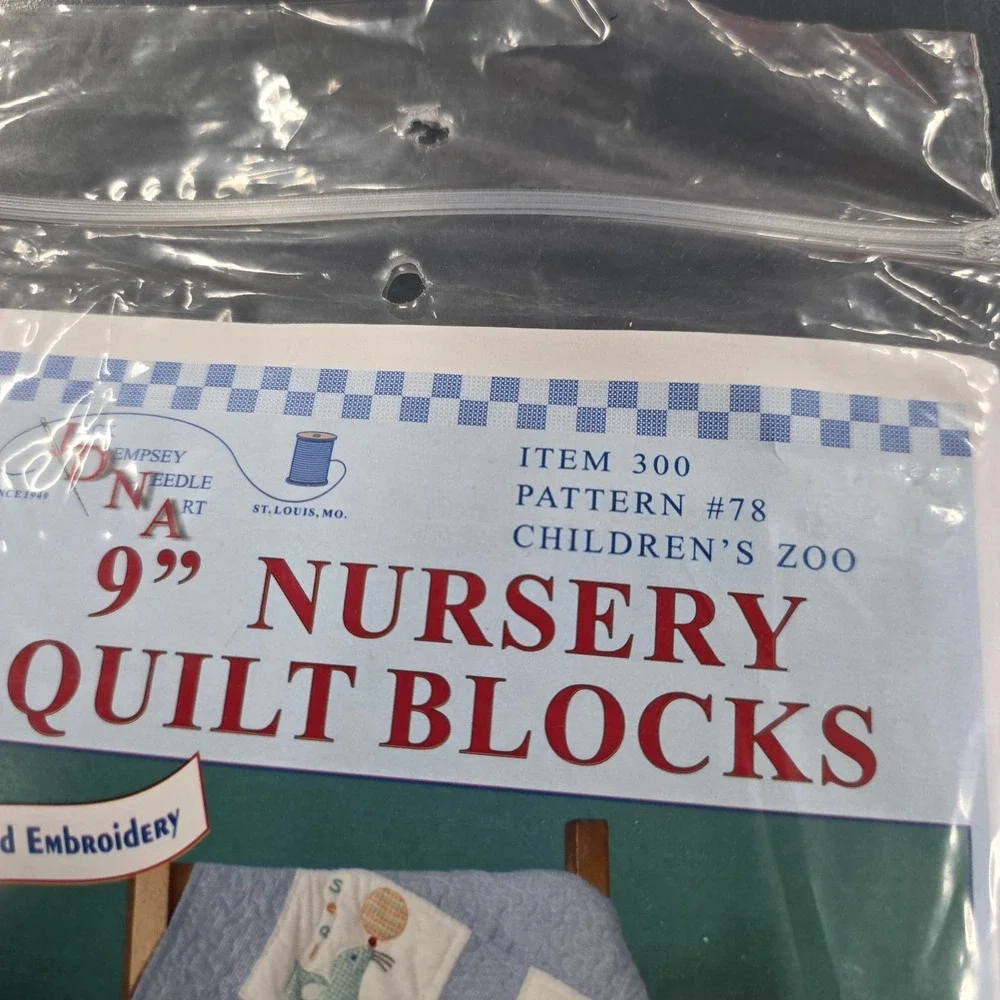 Vintage Jack Dempsey Nursery Quilt Blocks Children's Zoo 9in Cross Stitch #78